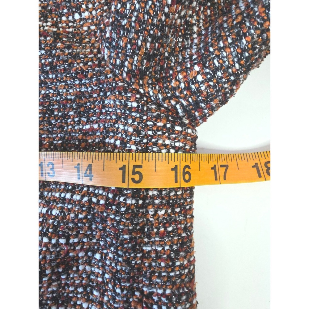 ASOS Tweed Blazer Jacket Orange Black White Textured Open Front SZ 0 - Picture 9 of 11